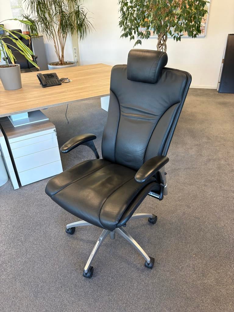 Kohl Bureaustoel Zwart Leer - Ergonomisch en Comfortabel, Ophalen, Gebruikt, Zwart, Bureaustoel