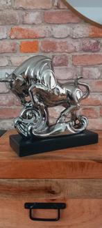 Grote 30cm Keramiek Zilverkleurig Stier Beeld♥️NIEUW♥️, Verzamelen, Ophalen of Verzenden, Nieuw, Dier