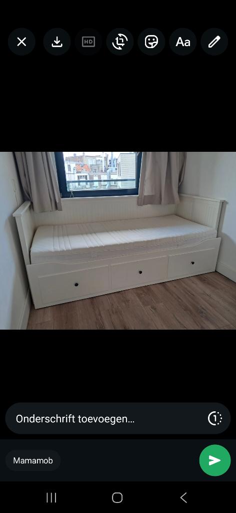 Witte bedbank met 3 lades, Ophalen, Gebruikt, Wit, Tweepersoons