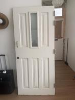 Hardhouten voordeur dubbel glas, Ophalen, Gebruikt, Buitendeur, 200 tot 215 cm
