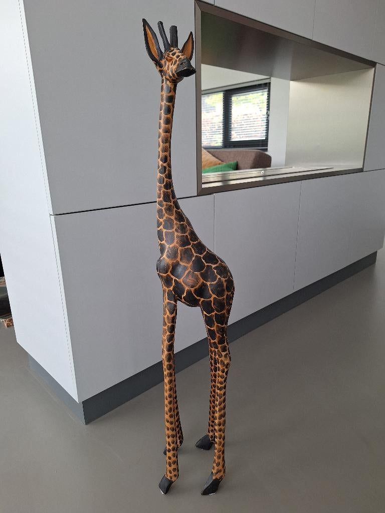 Houten giraffe, Antiek en Kunst, Ophalen, Houtsnijwerk, 50 - 100 cm, Zoogdier