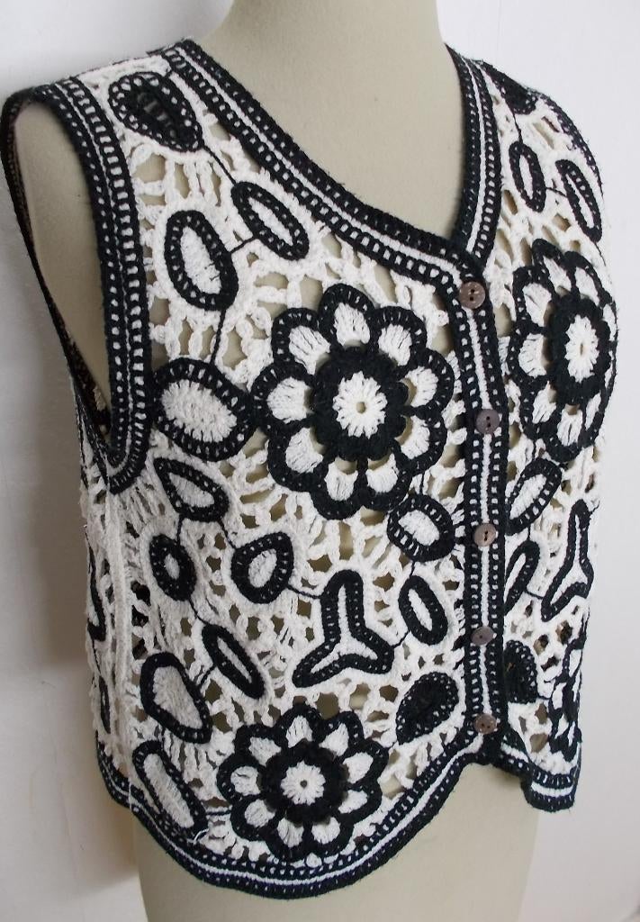 Ibiza/hippy crochet/knitwear giletje! L, Verzenden, Beige, Maat 42/44 (L), Zo goed als nieuw