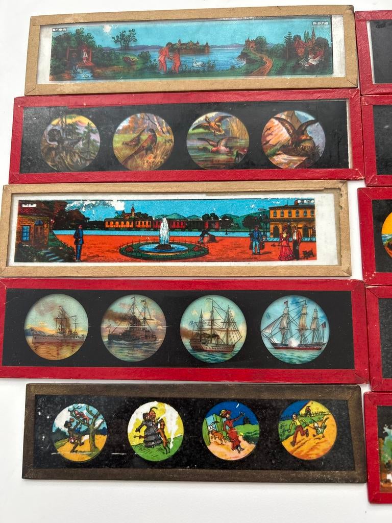 Oude toverlantaarnplaatjes -glasdia’s, Ophalen of Verzenden, Gebruikt