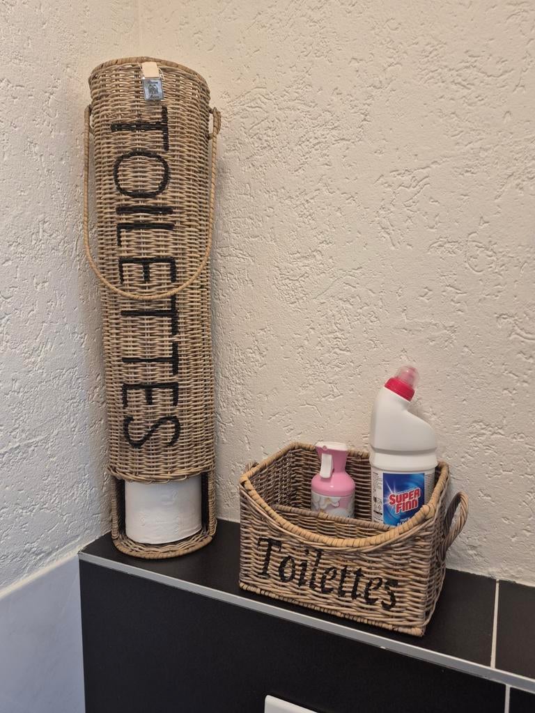 Riviera Maison Toilethouder en Mandje, Ophalen, Beige, Natuurlijk materiaal, Landelijk