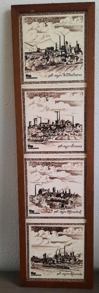 4 tegels staatsmijn Emma - Hendrik - Maurits - Wilhelmina, Antiek en Kunst, Antiek | Wandborden en Tegels, Ophalen of Verzenden