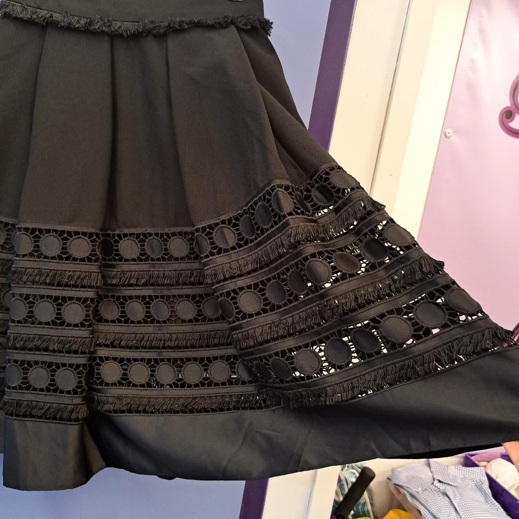 Ted Baker rok zwart midi met broderie patroon mt XS nr 47024, ., Zwart, Ted Baker, Ophalen of Verzenden