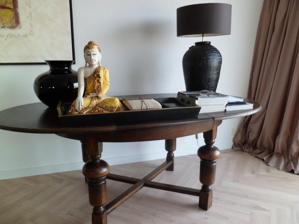 Klassieke donker eiken bolpoot eetkamer tafel, uittrekbaar, Huis en Inrichting, Tafels | Salontafels, Ophalen, Gebruikt, 100 tot 150 cm