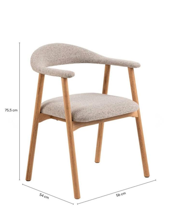 FonQ Nordic Eetkamerstoel - Eikenhout - Beige, Huis en Inrichting, Stoelen, Nieuw, Eén, Stof, Overige kleuren, Ophalen of Verzenden