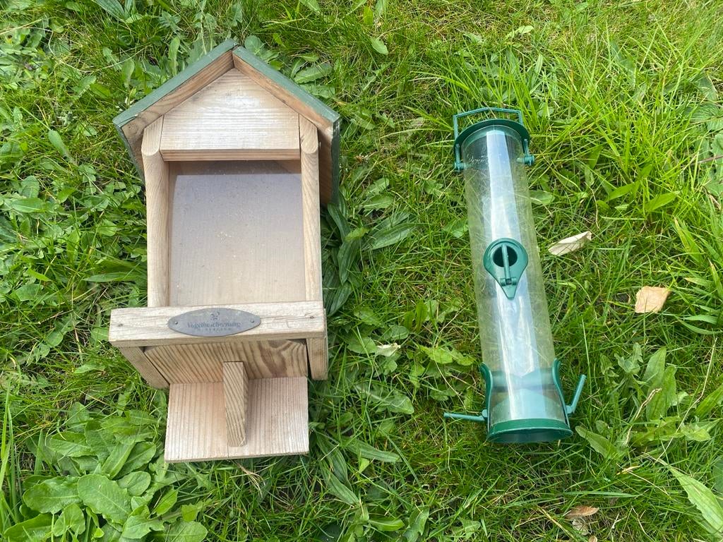 Vogelvoederhuisje en Voedersilo Set, Tuin en Terras, Ophalen of Verzenden, Gebruikt