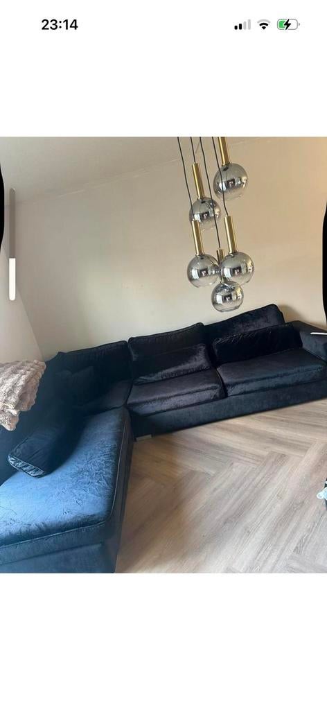 Zwarte hoekbank, Huis en Inrichting, Ophalen of Verzenden, Zo goed als nieuw