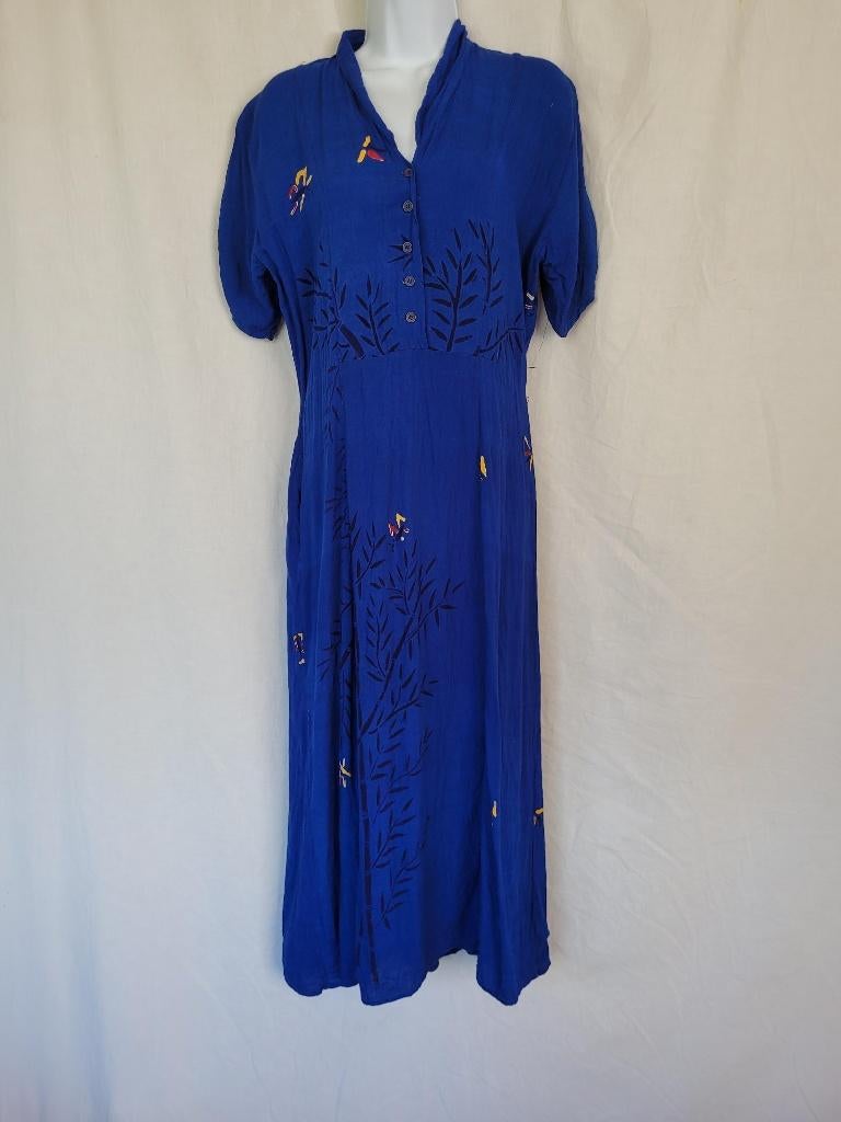 Gave blauwe hippie jurk mt S, Carnaval, ., Ophalen of Verzenden, Zo goed als nieuw