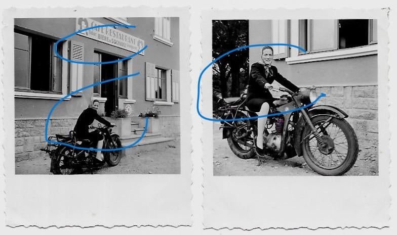 BMW foto pin up mooie vrouw motor, Verzenden, Foto, Zo goed als nieuw, Voor 1940