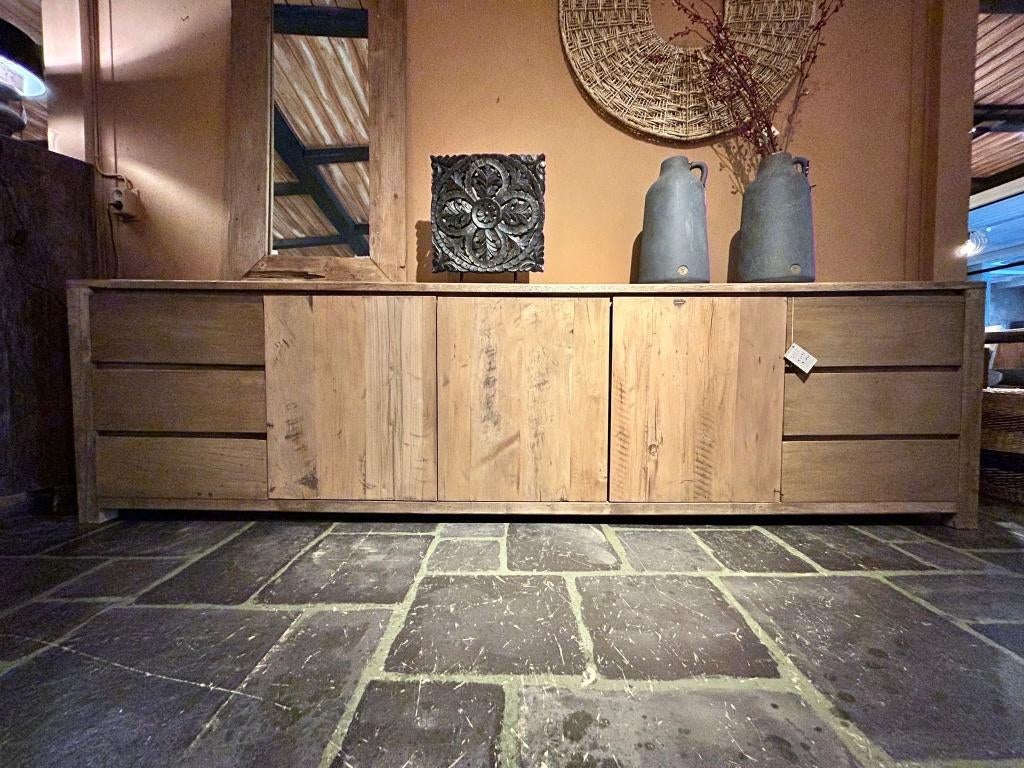 Colombiaans dressoir van gerecycled hout, Ophalen, Met deur(en), Nieuw, 200 cm of meer