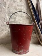 Brocante oud zinken emmer sleets rood, Ophalen of Verzenden