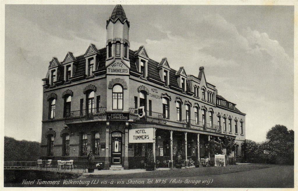 Hotel Tummers Valkenburg [L] vis-a-vis Station - 1937 gelope, Ophalen of Verzenden, Voor 1920, Gelopen, Limburg
