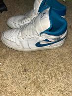Jordan 1 Mid White/Blue maar 44, Ophalen, Gedragen, Wit, Sneakers of Gympen