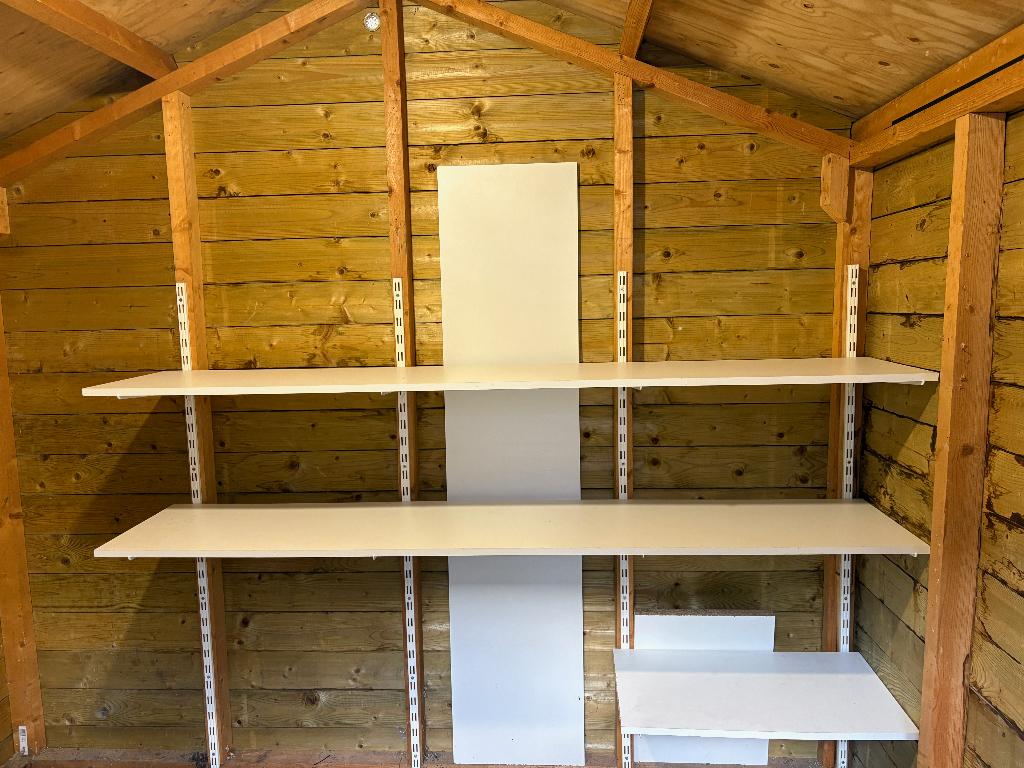 Planken ophangsysteem (3x 2 meter), Doe-het-zelf en Verbouw, Hout en Planken, Ophalen, Minder dan 25 mm, Zo goed als nieuw, 200 tot 250 cm