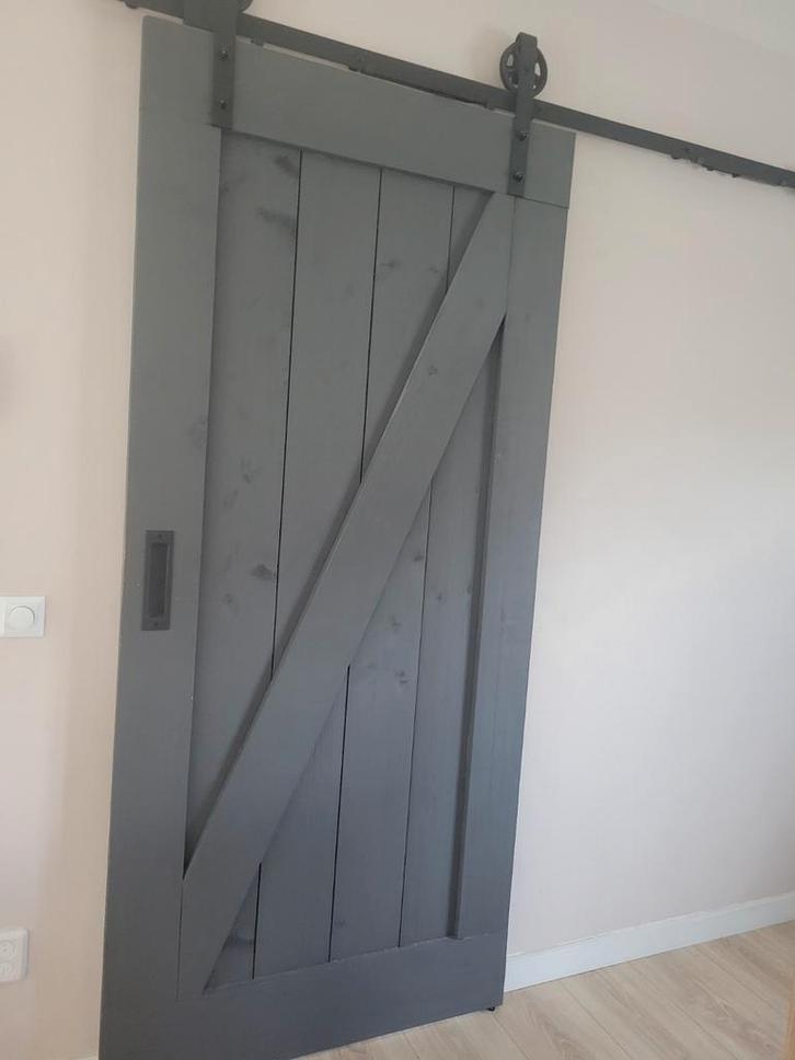 Schuifdeur met schuifdeursysteem, Doe-het-zelf en Verbouw, Deuren en Horren, Binnendeur, 200 tot 215 cm, 80 tot 100 cm, Hout, Metaal