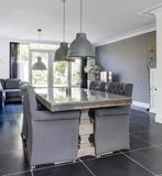 Mooie kloostertafel incl glasplaat, Gebruikt, 100 tot 150 cm, Ophalen of Verzenden, Vijf personen of meer