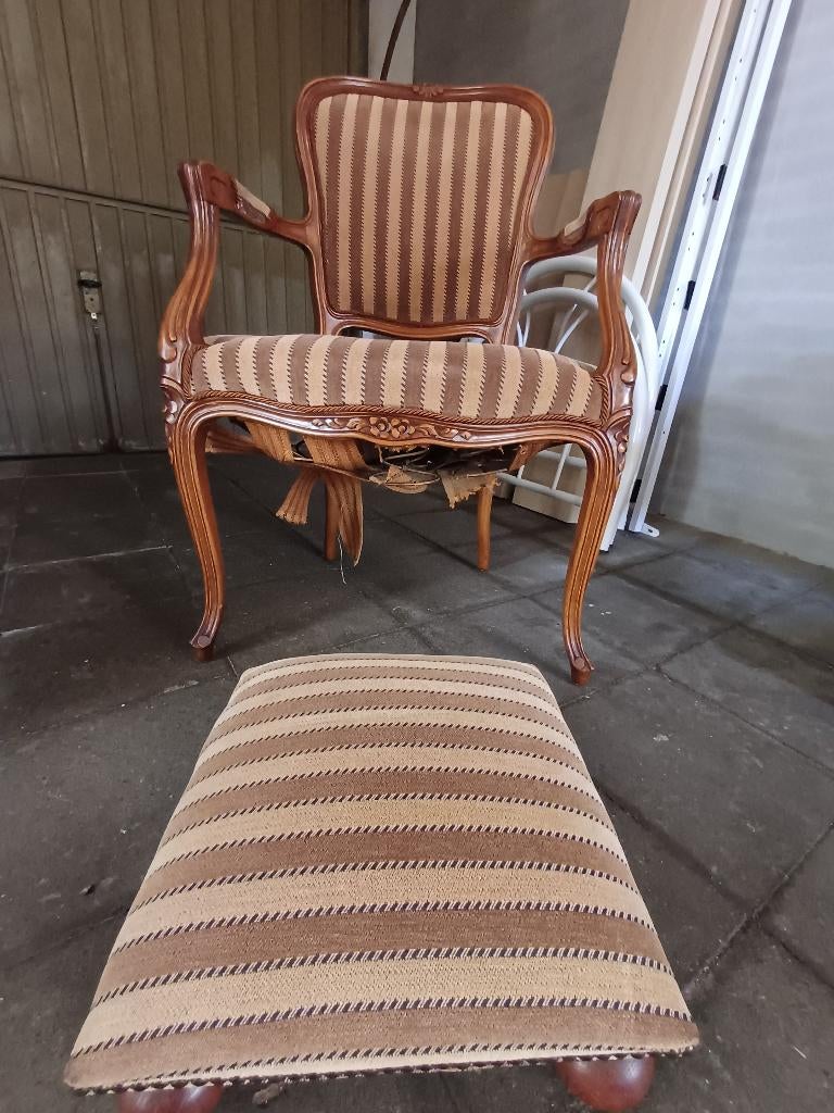 vintage fauteuil franse stijl, Huis en Inrichting, Stoelen, Ophalen, Gebruikt, Stof, Eén