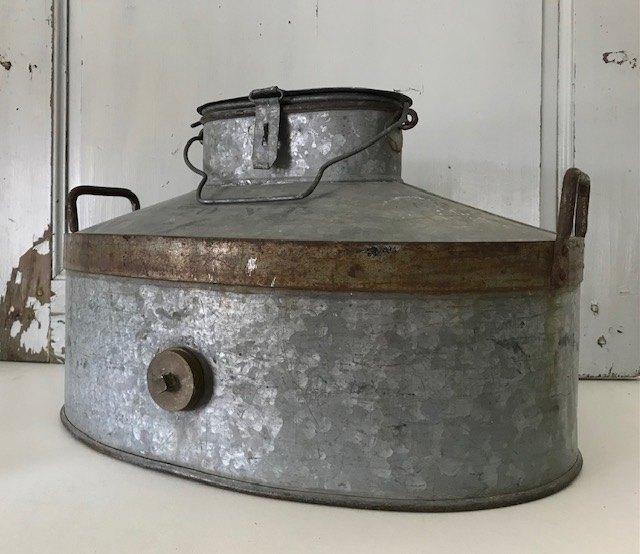Industriële Franse zinken vis bewaar emmer vis reservoir, Antiek en Kunst, Ophalen of Verzenden