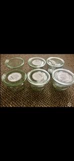 6 glazen jam potjes /kom met deksel, Glas of Glazen, Gebruikt, Ophalen of Verzenden, Glas