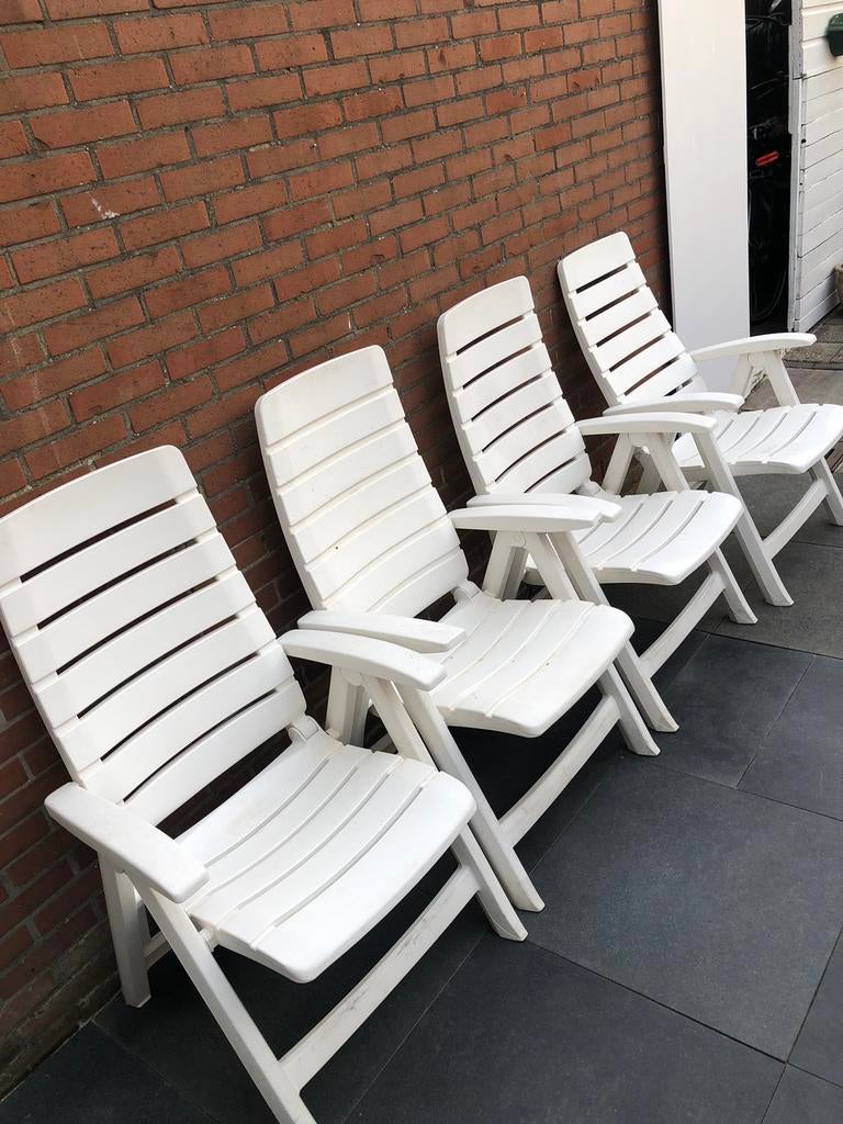 4 Hartman inklapbaar stoelen met 4 kussen, Ophalen, Zo goed als nieuw, Kunststof, Inklapbaar
