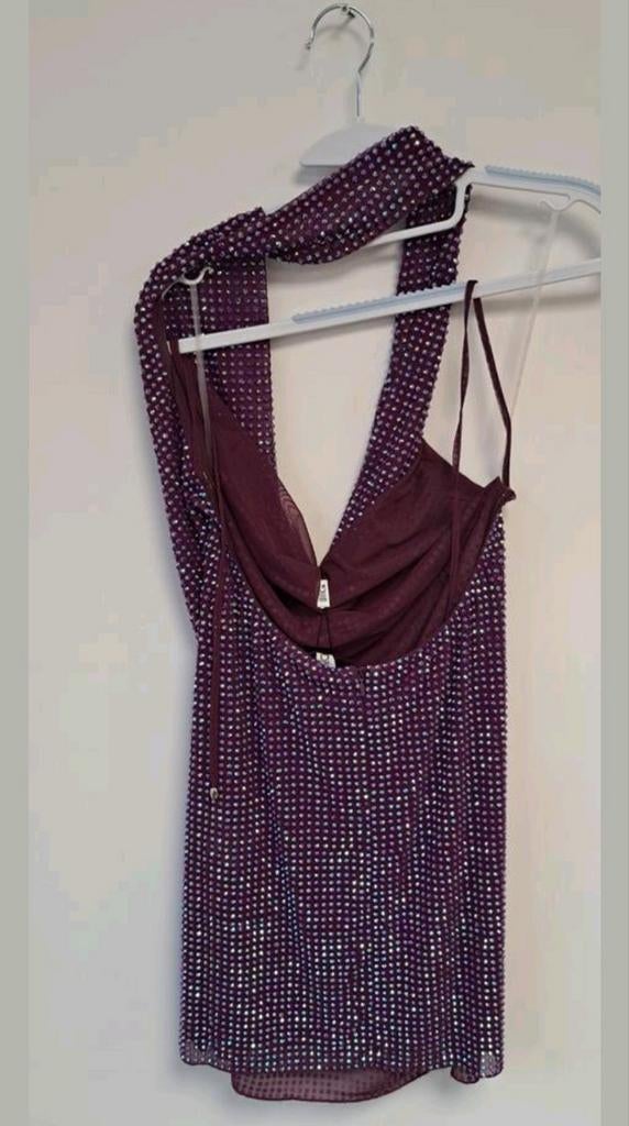 Nieuwe WAL G. cocktailjurk maat 42/44 (L) paars met steentje, WAL G., WAL G., Paars, Maat 42/44 (L)