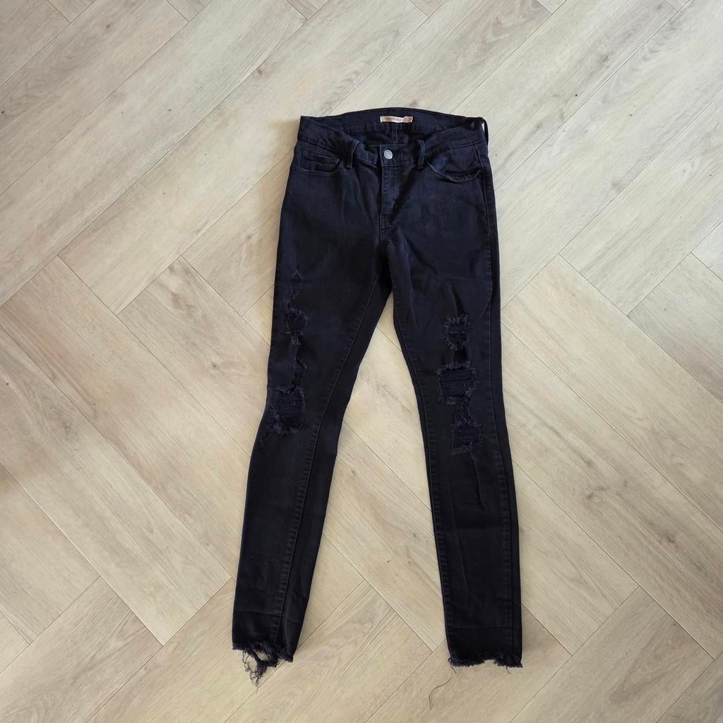 Levi's 710 Super Skinny Ripped Jeans - Maat 29/30, Zwart, Ophalen of Verzenden, Zo goed als nieuw, W28 - W29 (confectie 36)