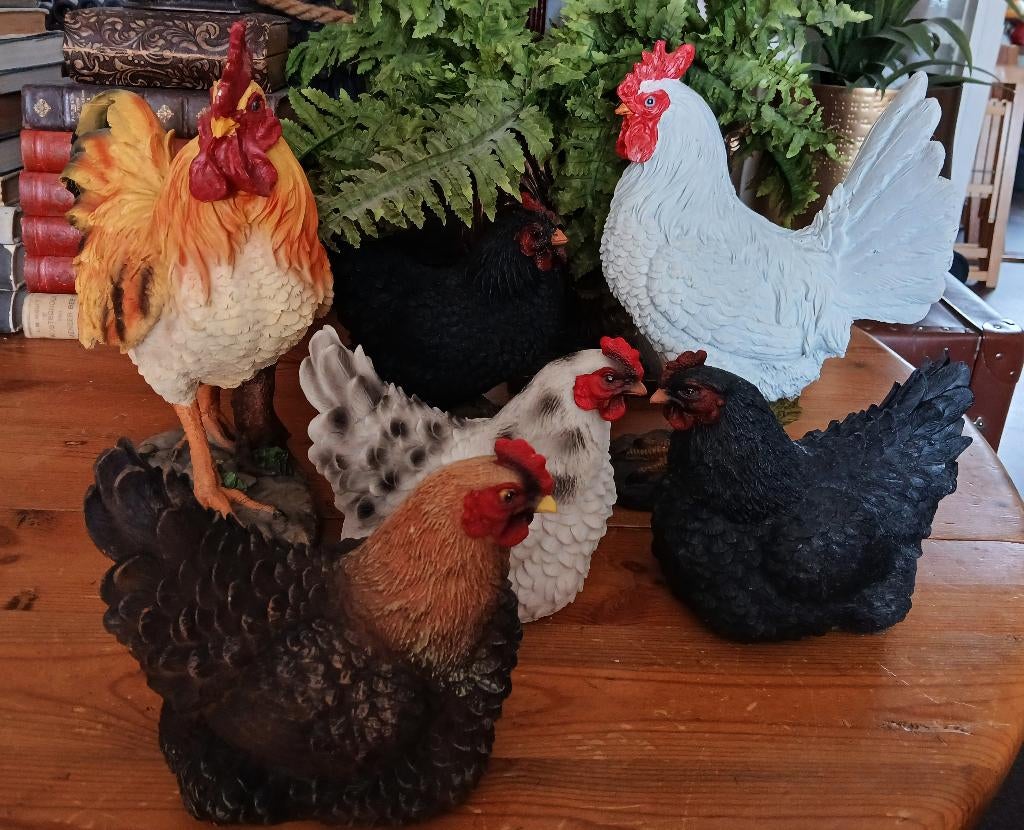 Kippen en hanen beelden polystone pasen, Ophalen of Verzenden