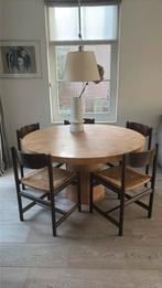 Vintage Mid Century eetkamerstoelen hout / riet / 5 stuks, Huis en Inrichting, Tafels | Eettafels, Ophalen, Gebruikt, Rechthoekig