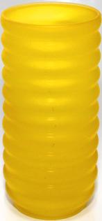 Schitterende Intens Geel Mat Glazen Ribbel Design Vaas, Geel, Ophalen of Verzenden, Minder dan 50 cm, Glas