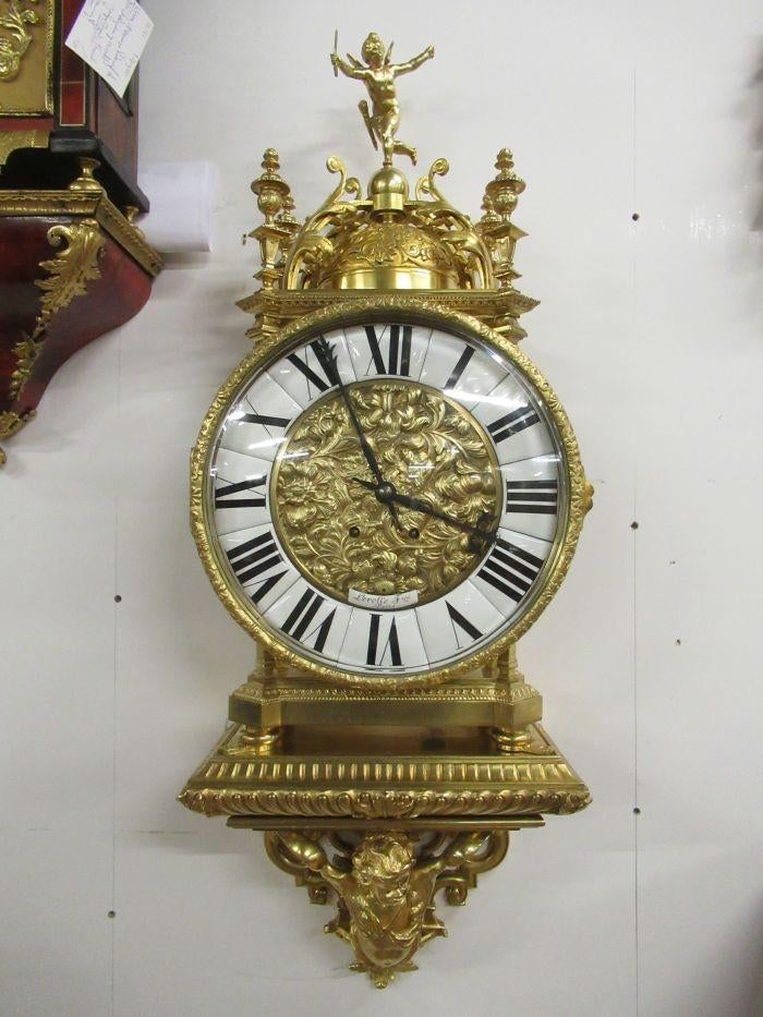 Oer 10457 ANTIEK 19e eeuwse volledig bronzen klok op console, Antiek en Kunst, Antiek | Klokken, Ophalen