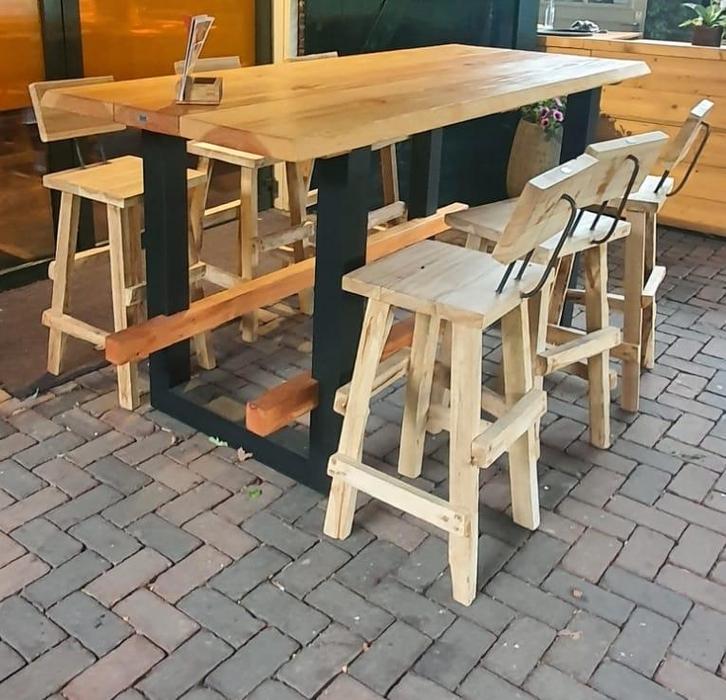 𝐁𝐔𝐈𝐓𝐄𝐍𝐎𝐍𝐓𝐁𝐈𝐉𝐓 of 𝐁𝐎𝐑𝐑𝐄𝐋 in stijl, Tuin en Terras, Tuinsets en Loungesets, Zo goed als nieuw, Tuinset, Hout