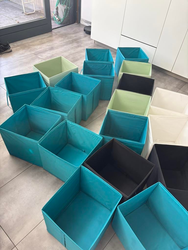 Opvouwbare opbergboxen in diverse kleuren (18 stuks), Ophalen, Gebruikt