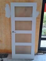 Binnendeur 83x201 met melkglas ruitjes, Doe-het-zelf en Verbouw, Deuren en Horren, Ophalen, Gebruikt, 80 tot 100 cm, Binnendeur