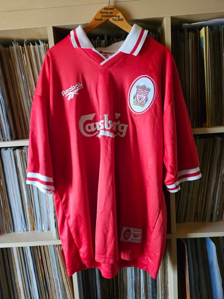 Vintage Liverpool FC Thuisshirt Reebok Carlsberg Maat 42/44., Sport en Fitness, Voetbal, Gebruikt, Shirt, Maat L, Ophalen