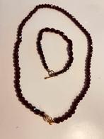Armband ketting kinderset granaat goud, Gebruikt, Ophalen of Verzenden, Met edelsteen, Rood