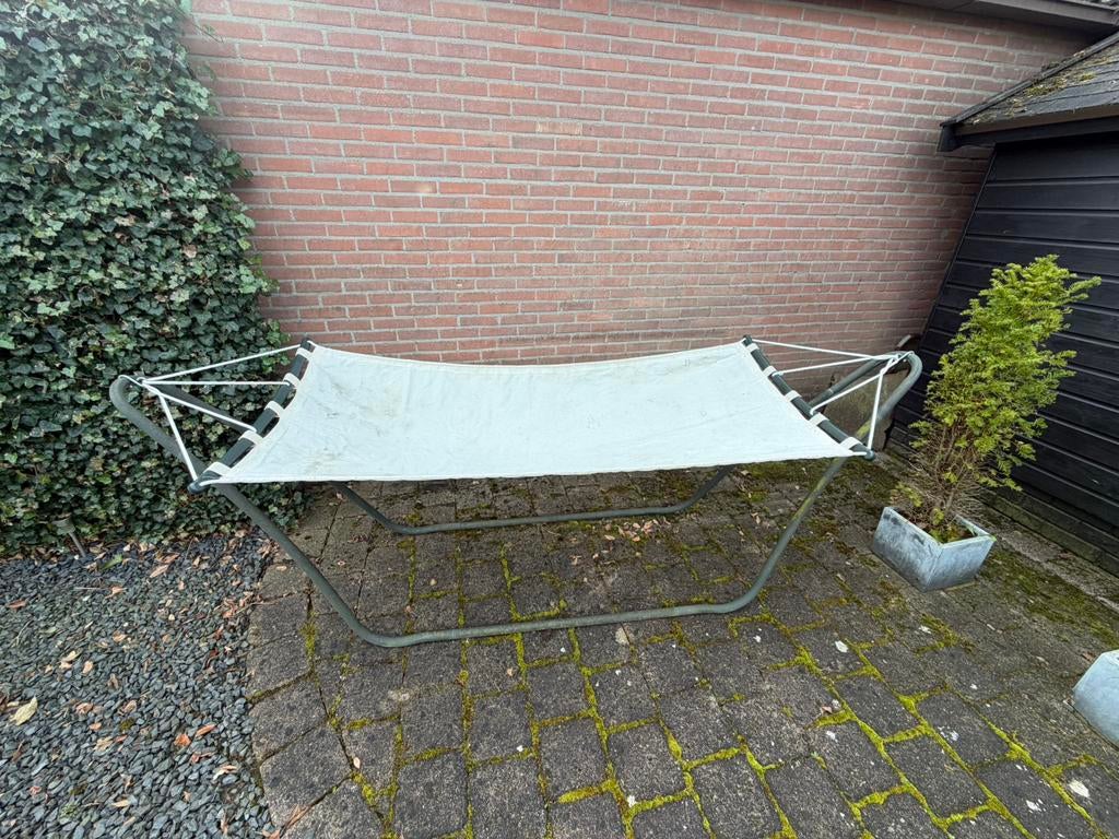Hangmat weerbestendig met stevig metalen frame, Ophalen, Gebruikt, Eenpersoons, Buiten