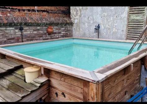 Houten zwembad met zandfilter en waterpomp, Ophalen of Verzenden, Zo goed als nieuw, Opzetzwembad, Rechthoekig