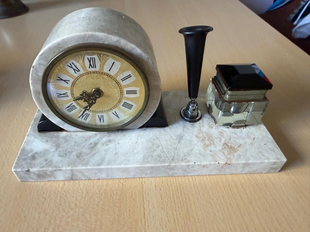 Marmeren art deco klok en inktstel, Ophalen
