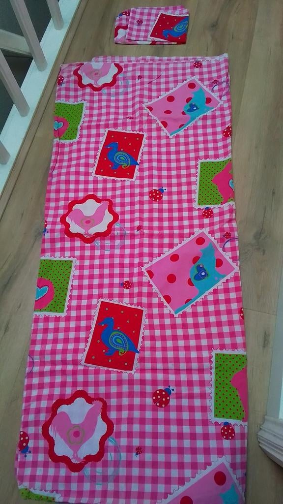 Vrolijk roze geruit dekbedovertrek met dierenprint, Ophalen of Verzenden, Zo goed als nieuw, Roze, Dekbedovertrek