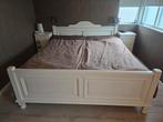 Wit houten ledikant brocante 180x210, Ophalen, Tweepersoons, 180 cm, Hout