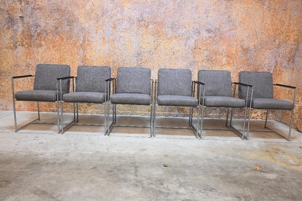 ZGAN!6 grijze stoffen Harvink design De Nieuwe Kust stoelen, Harvink, Harvink, Ophalen of Verzenden, Zo goed als nieuw