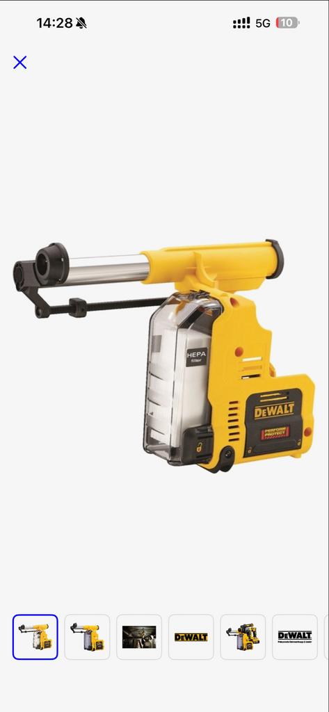 DeWalt Stofzuigsysteem voor boorhamers met bon en garantie, Stofzuiger, Nieuw, Ophalen of Verzenden, Minder dan 1200 watt