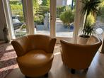 Mooie gele luxe leren stoelen, Huis en Inrichting, Fauteuils, Ophalen, Zo goed als nieuw, 75 tot 100 cm, Modern