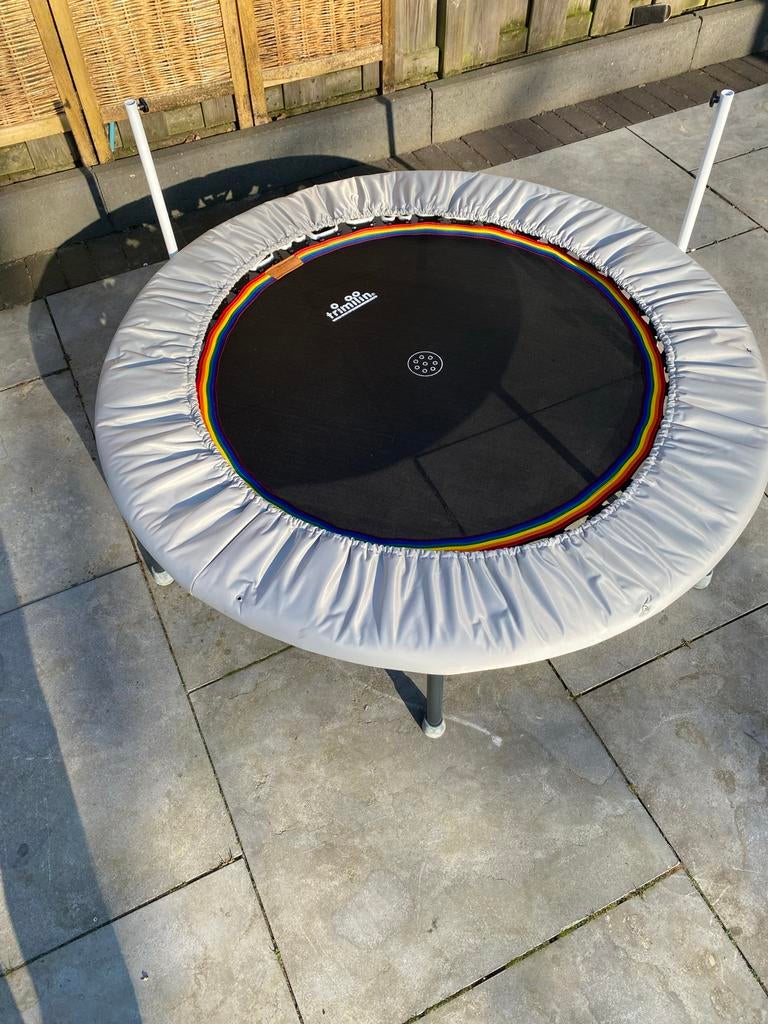 Trimilin mini trampoline met regenboogrand, Ophalen of Verzenden, Zo goed als nieuw