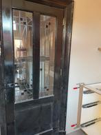 Zwarte binnendeur met glas in lood, Ophalen, Gebruikt, 80 tot 100 cm, Binnendeur