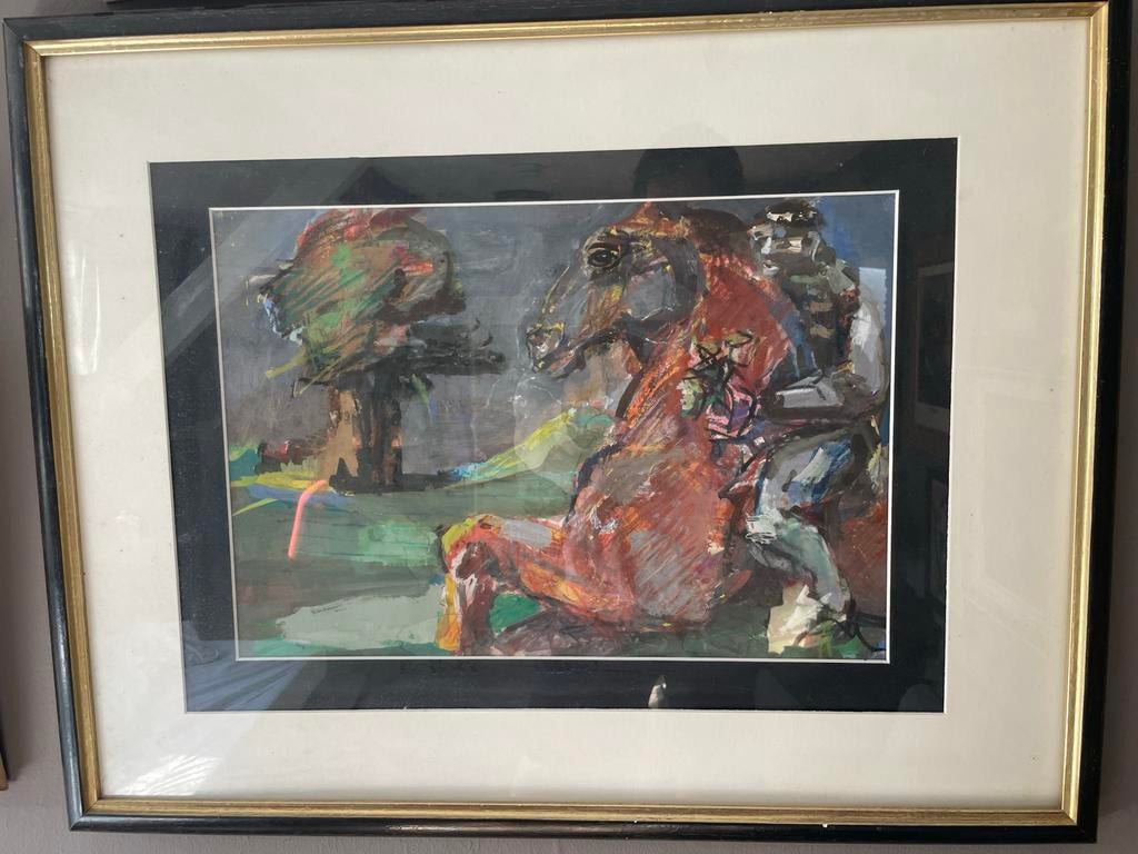 Schilderij Jan Jonges - Abstract Paard, Antiek en Kunst, Ophalen of Verzenden
