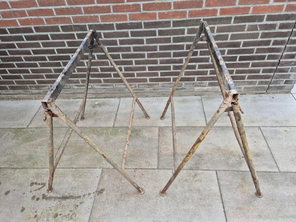 2 Metalen schragen - robuust en veelzijdig, Ophalen, Gebruikt, Minder dan 70 cm, Inklapbaar